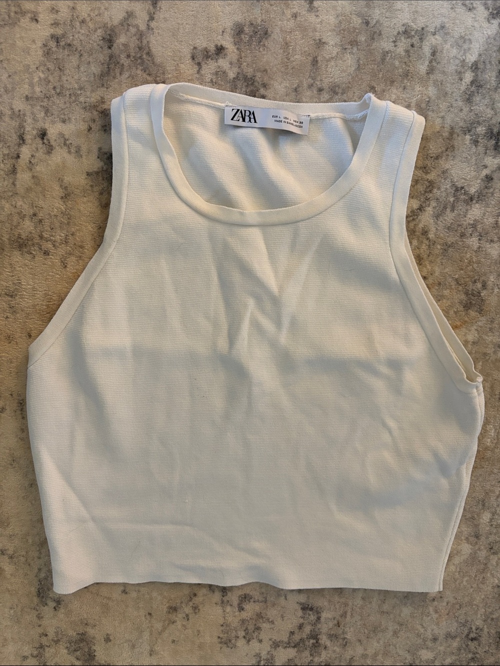 Zara Cream Ribbed Cropped Tank